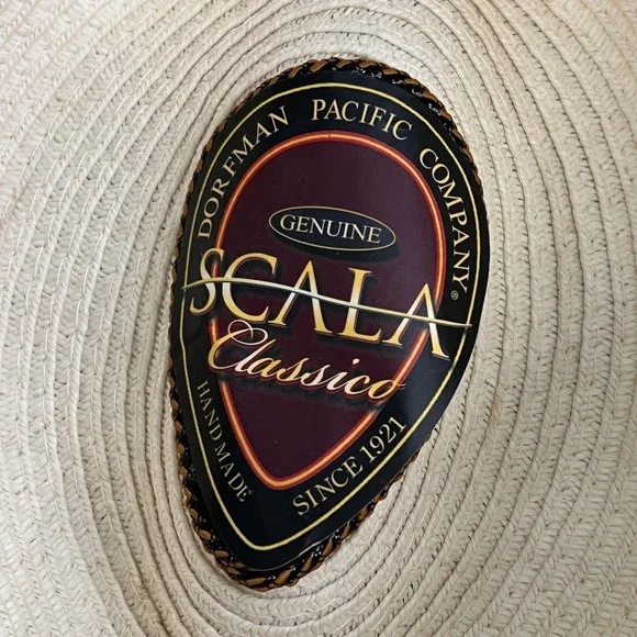 Scala Classico Hat Fedora Fitted Mens XLarge White Toyo Straw Summer Dressy - Picture 10 of 12